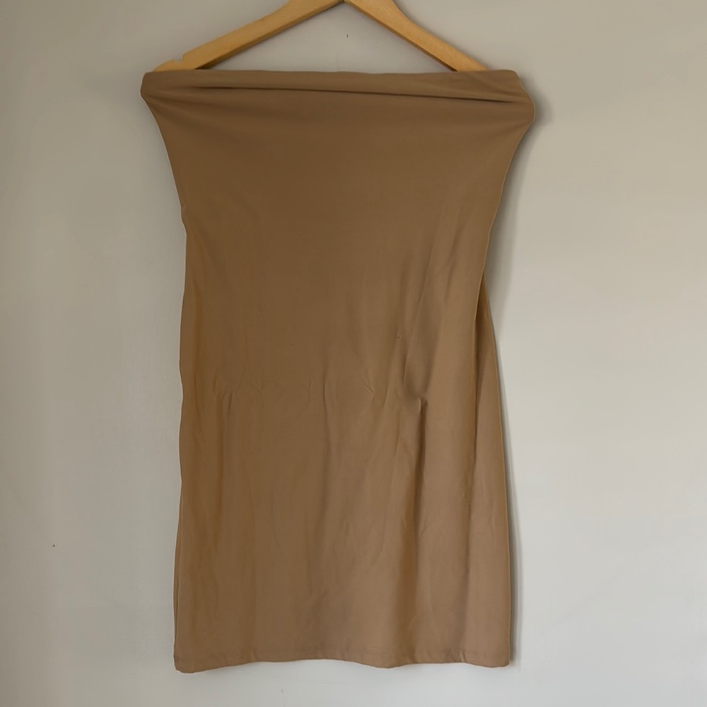 Tan Strapless Dress